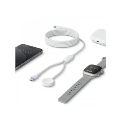Bazic Gocharge Deuce Cable, Usb-C To C With Watch Charger 1.8M- White